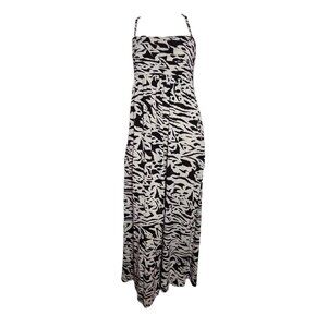 Soma Dress Womens Size M Medium Brown White Animal Print Long Maxi Stretch